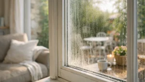 Comment enlever l'humidité dans une maison : condensation sur une fenêtre au petit matin
