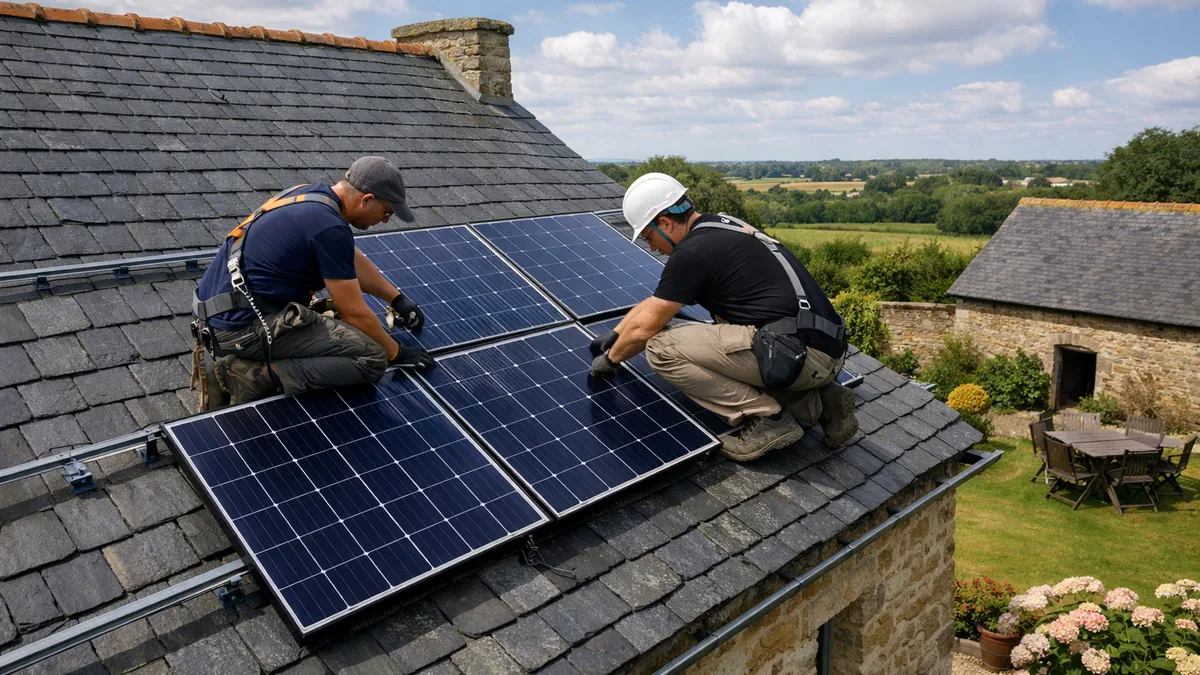 Prix d'une installation de panneaux solaires 6 kW : pose sur une toiture de maison