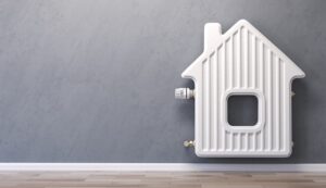 Un radiateur en forme de maison.