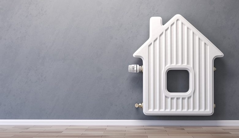 Un radiateur en forme de maison.
