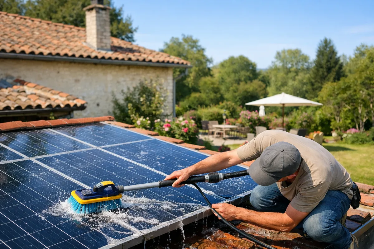 Optimisation du rendement d'un panneau solaire : nettoyage à l'eau claire