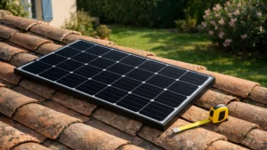 Quelle taille fait un panneau solaire : module photovoltaïque mesuré sur une toiture